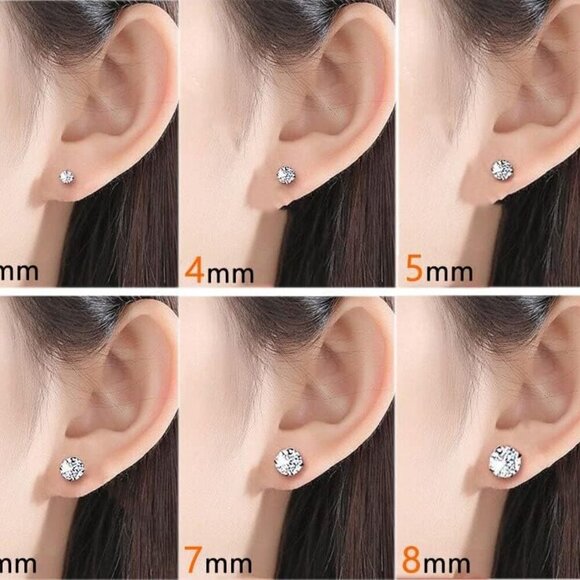 Elegant 3-Pair 925 Sterling Silver CZ Stud Earrings Set – 3-8mm Gift Boxed - Picture 3 of 7